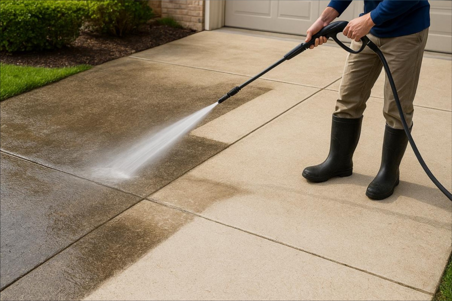 Preview of the Clearview Exterior Care sample site: a driveway half pressure-washed