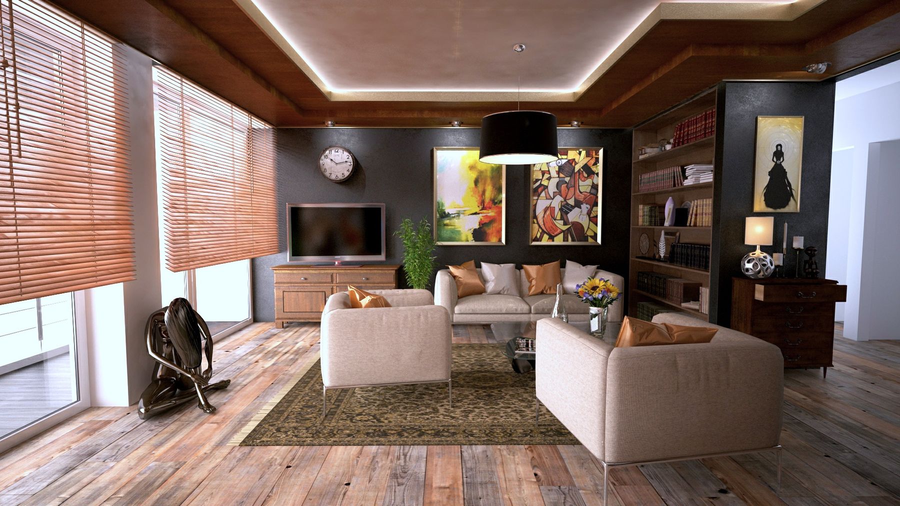 Preview of the Sunday Home Cleaning sample site: a bright, tidy living room